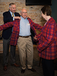 Bob (Civil Engineering, 1964) and Connie Murray received their tartan Chauncey Rose Society jackets in 2017. 