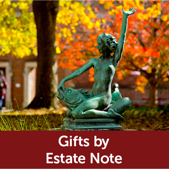 Rollover image of girl and fish statue. Link to Gifts by Estate Note.